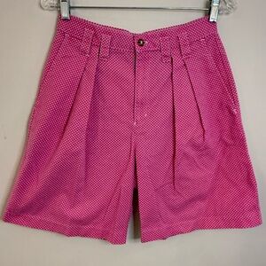 Cenza pink & white polka dot shorts front pleats SZ 10